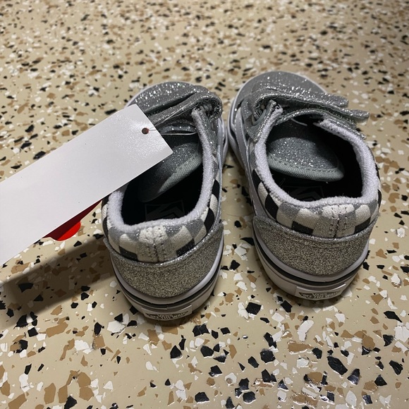 New old skool Vans toddler glitter Checkerboard Silver white Sneakers - Picture 4 of 6